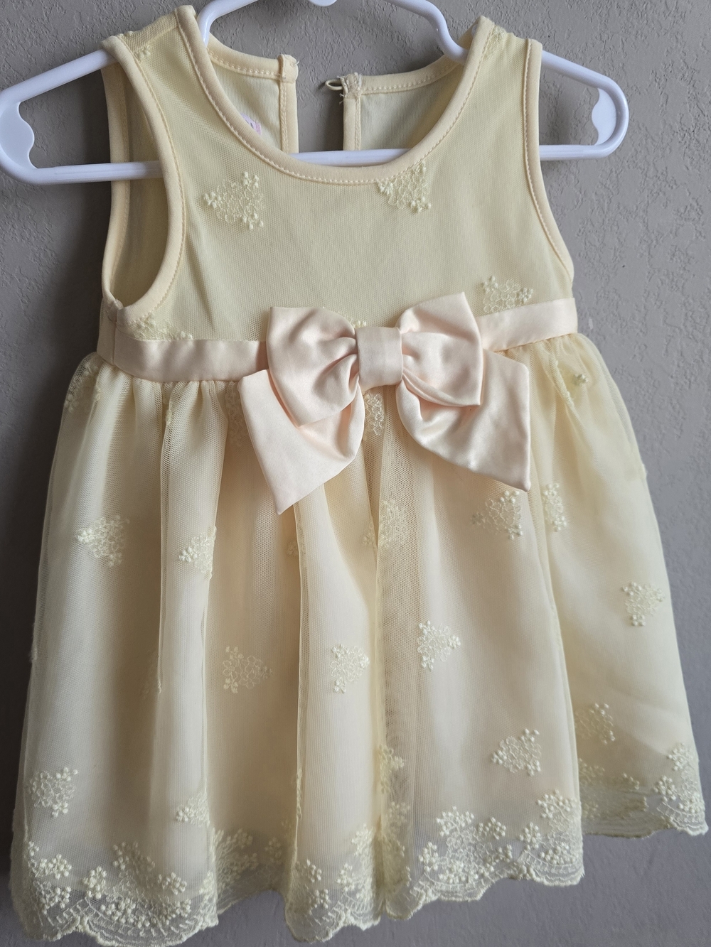 Baby Girls Yellow Dress with Pink Rose Trim - 6-9M